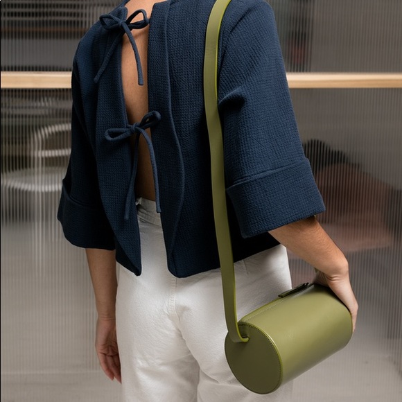 Building Block Handbags - BUILDING BLOCK Cylinder Sling Bag in Olive